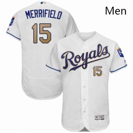 Mens Majestic Kansas City Royals 15 Whit Merrifield White Flexbase Authentic Collection MLB Jersey